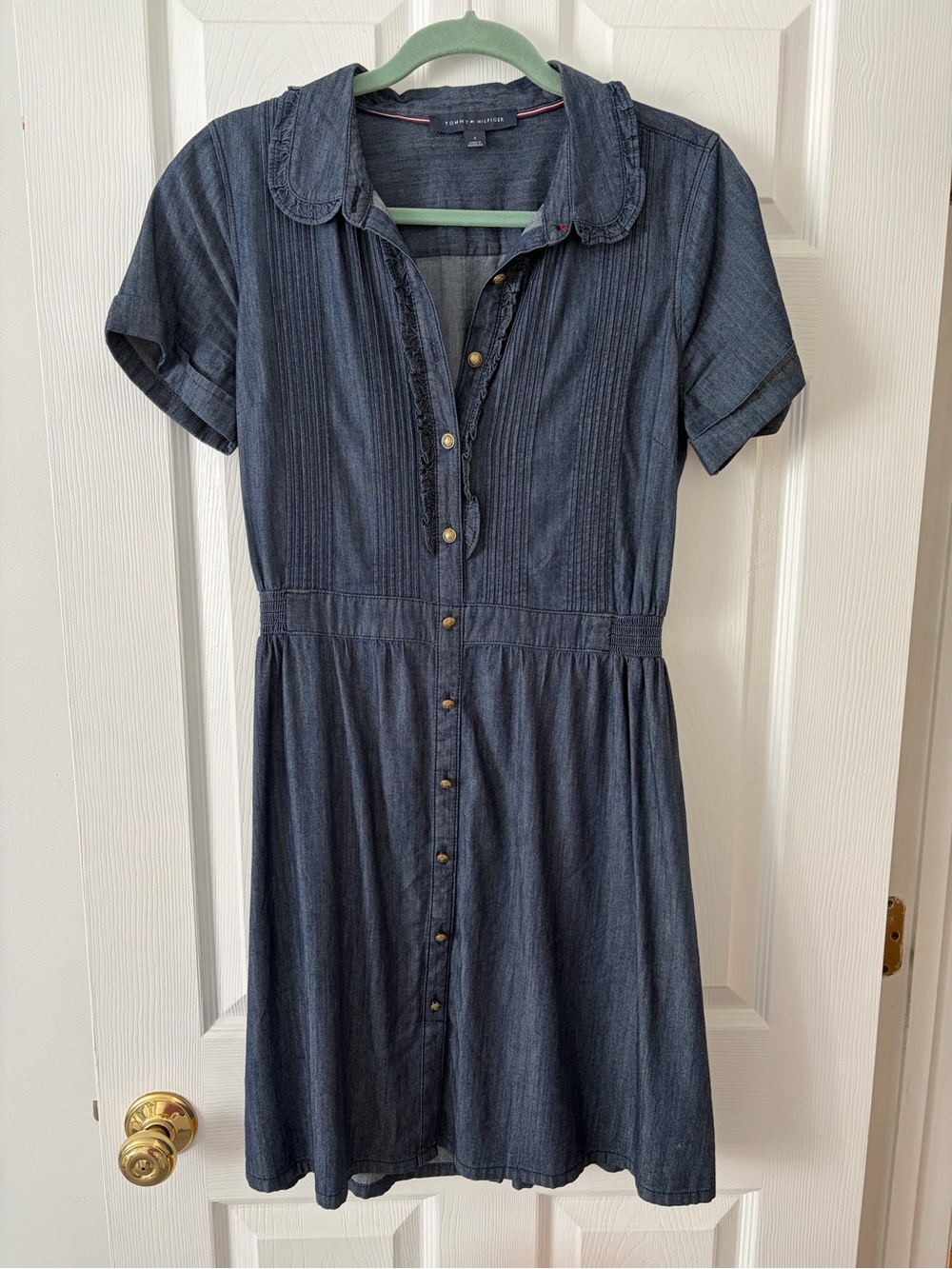 Tommy Hilfiger Navy Blue Button-Front Shirt Dress